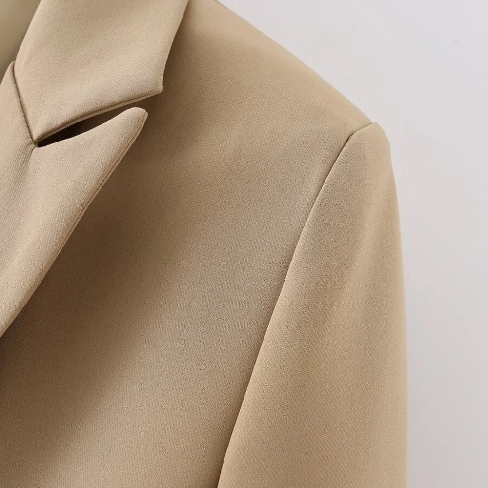 Classy go to Double Breasted Lapel Neck Blazer TAN - Picture 13 of 15